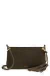 Ted Baker Demetra Tassel Leather Crossbody Bag In Khaki