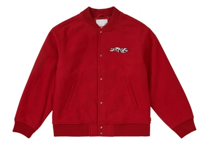 Pre-owned Supreme  Delta Logo Varsity Jacket Red