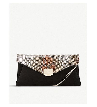 Dune Benvela Snakeskin-print Faux-leather Clutch In Reptile-print Leather