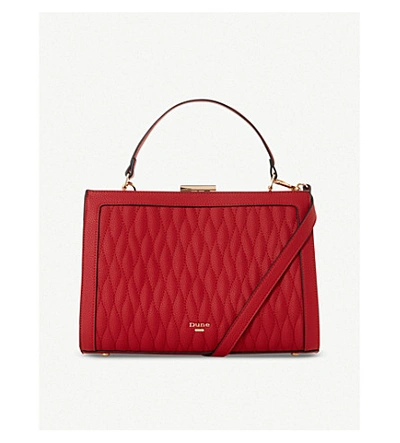 Dune Dequilt Leather Tote Bag In Red-plain Synthetic