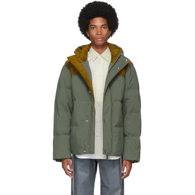 Acne Studios Oversized Corduroy-trimmed Quilted Nylon Down Jacket In Khaki Green