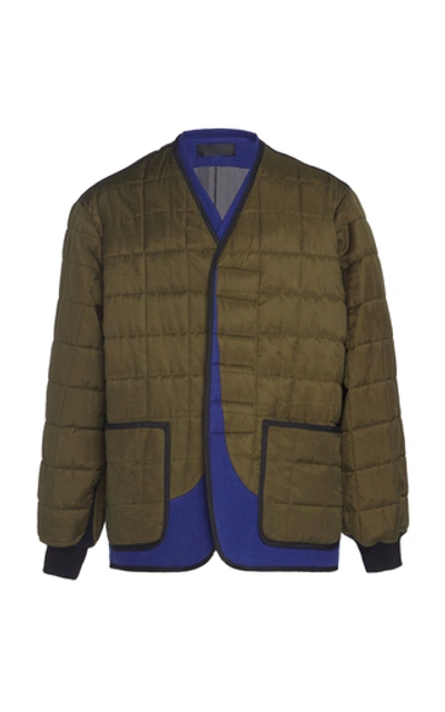 Haider Ackermann Double Layer Cotton-blend Quilted Jacket In Green