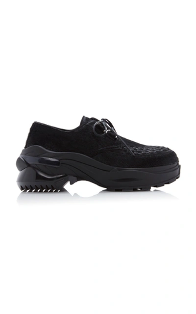 Maison Margiela Woven Suede Lug-sole Derby Shoes In Black