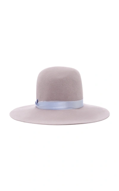 Albertus Swanepoel Stella Silk Satin-trimmed Felt Fedora In Grey