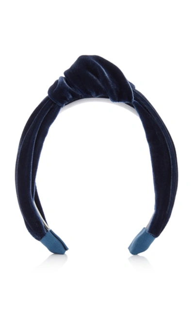 Jennifer Behr Ophelia Knotted Velvet Headband In Blue