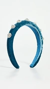 Jennifer Behr Olina Crystal-embellished Velvet Headband In Azul