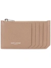 Saint Laurent Paris 5 Fragments Zip Pouch In Neutrals