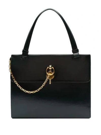 Jw Anderson Frame Keyts Glossed-leather Tote In Black