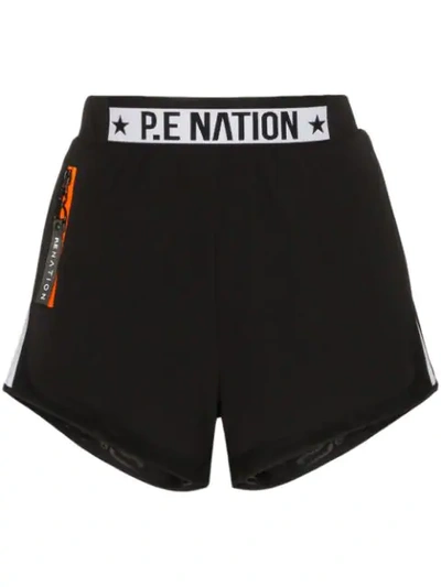 P.e Nation Traverse Mesh And Shell-trimmed Stretch Shorts In Black