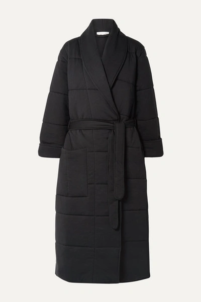 Skin Sierra Quilted Cotton-jersey Robe In Black