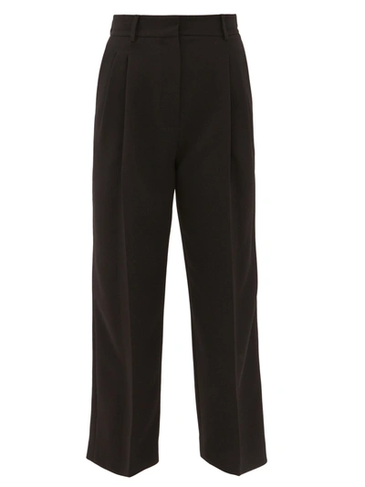 Racil Aries Satin-trimmed Wool-crepe Tapered Pants In Black