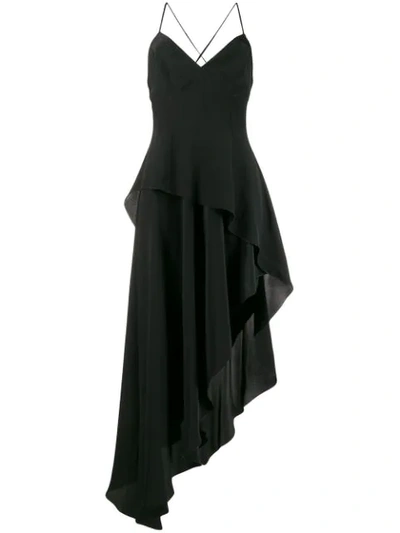 Amiri Asymmetric Layered Silk Crepe De Chine Maxi Dress In Black