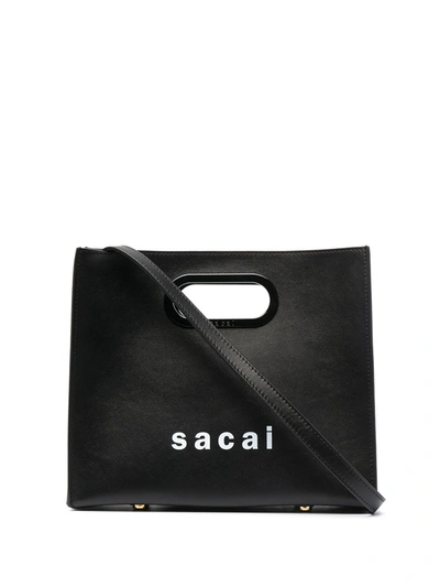 Sacai Small Compact Tote Bag In Black