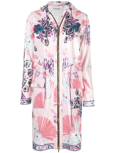 Leonard Floral Zipped Raincoat In Pink