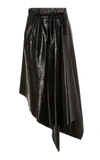 Proenza Schouler Asymmetric Glossed-leather Midi Skirt In Black