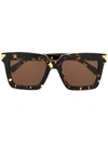 Bottega Veneta Square-frame Tortoiseshell Acetate Sunglasses In Black