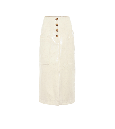 Rejina Pyo Carmen Laminated Wool Midi Skirt In White