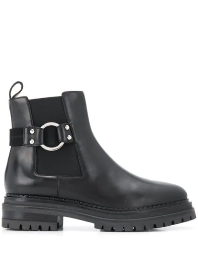 Sergio Rossi Buckle Ankle Boots In Black