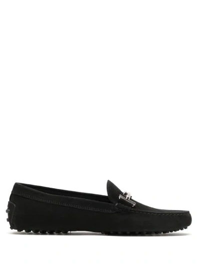 Tod's Hardware Embellished Almond Toe Loafers In Black