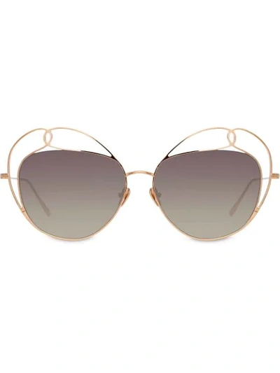 Linda Farrow Harlequin C3 Sunglasses In Gold