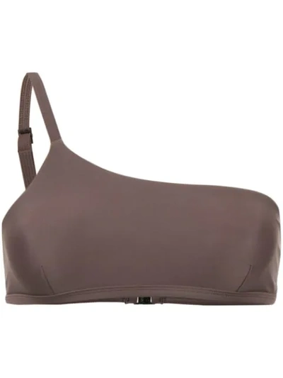 Matteau One-shoulder Bikini Top In Brown