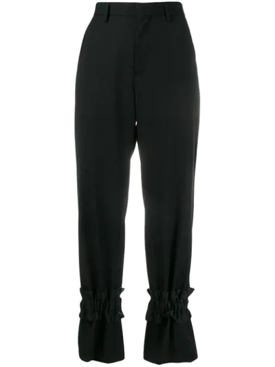 Comme Des Garçons Ruched Ankle Trousers In Black