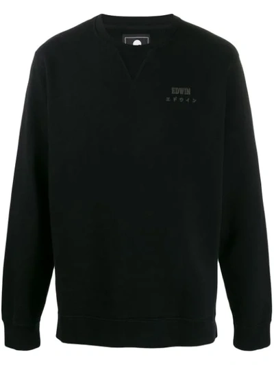Edwin Printed Logo Sweater In Black