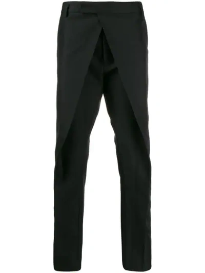 Les Hommes Tailored Front-bib Trousers In Black