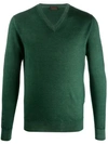 Altea Knitted V-neck Jumper In Green