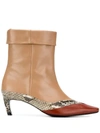 Salondeju Contrast Ankle Boots In Beige