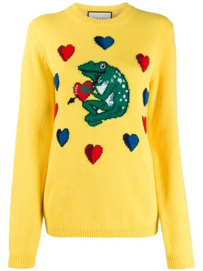 Gucci Frog Intarsia Sweater In Yellow