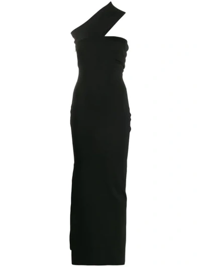 Solace London One Shoulder Side Split Dress In Black