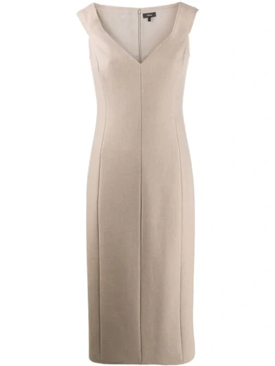 Theory Panelled Midi Dress In Neutrals