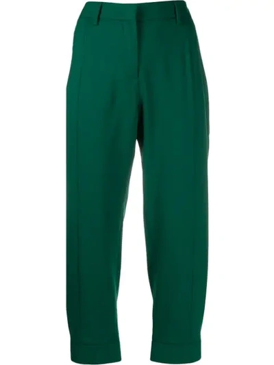 Alberto Biani Cropped Trousers In Green