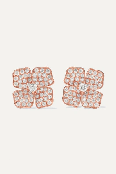 Anita Ko Flower Large 18-karat Rose Gold Diamond Earrings