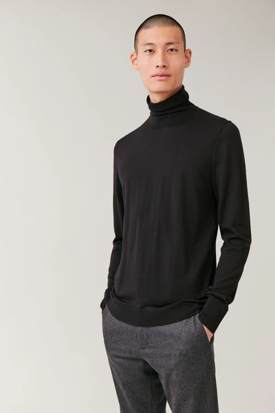 Cos Merino Wool Turtleneck Sweater In Black