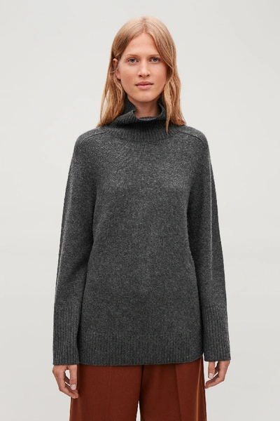Cos Cashmere Roll Neck Jumper In Grey