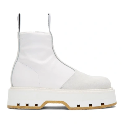 Mm6 Maison Margiela White Pull On Ankle Boots In H7418 White