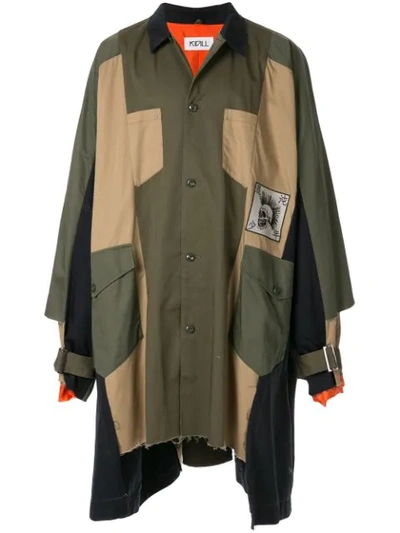 Kidill Oversized Panelled Shirt Jacket In Green