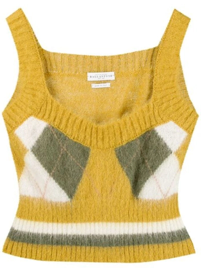 Ballantyne Argyle Knit Top In Yellow