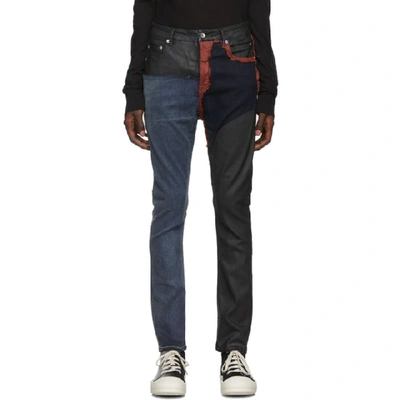 Rick Owens Drkshdw Blue And Red Detroit Cut Jeans In 169903 Cher