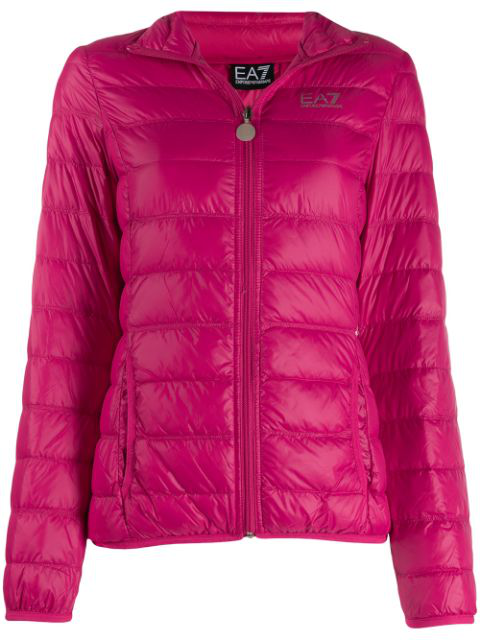 Ea7 Emporio Armani Printed Logo Puffer Jacket In Pink | ModeSens