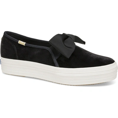Keds x kate spade new york triple decker velvet store bow sneakers