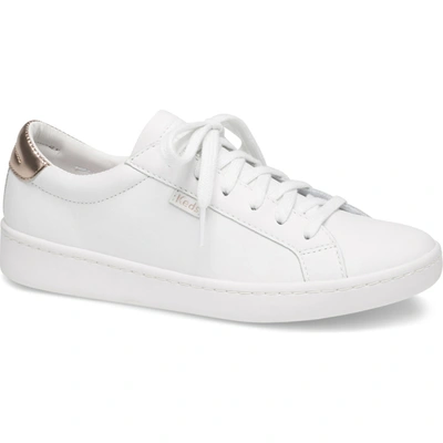 Keds Ace Leather. In White Rose Gold