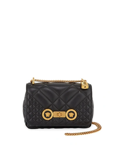 Versace Icon Small Quilted Napa Crossbody Bag In Black