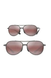 Maui Jim Men's Alele Bridge Polarized Aviator Sunglasses In Transparent Smoke Grey/ Bronze