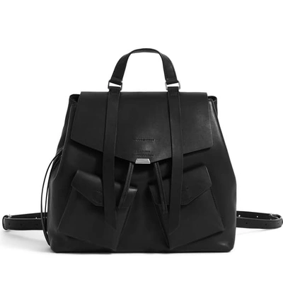 Allsaints Shirley Leather Flap Backpack In Black