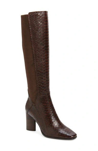 Donald J Pliner Gell Vintage Python-print Boots In Dark Brown Leather