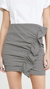 A.l.c Jupiter Gingham Ruffle-front Mini Skirt In Cream Black