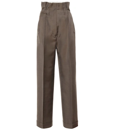 Acne Studios Wool-blend High-rise Wide-leg Pants In Brown